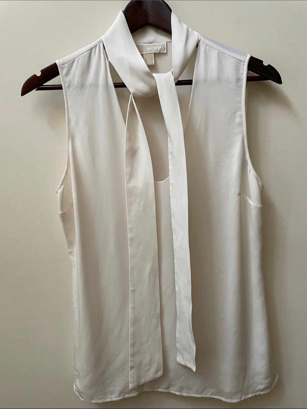 MICHAEL Michael Kors Silk Cream Sleeveless Tie-Neck Camisole